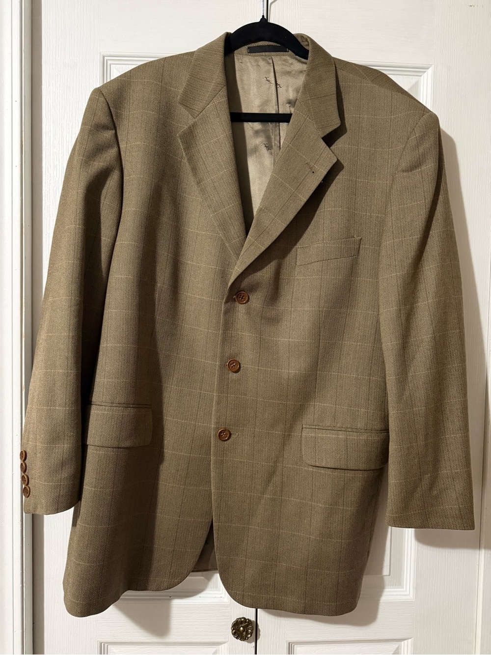Vintage YSL Pour Homme Herringbone Windowpane Plaid Blazer Cashmere Blend - Fr58